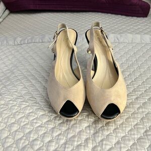 Kate Spade Cream Peep-Toe Slingback Heels